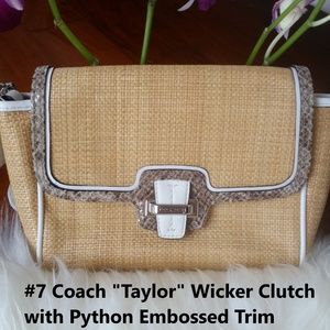 Coach “Taylor” Wicker Clutch with Python Embossed